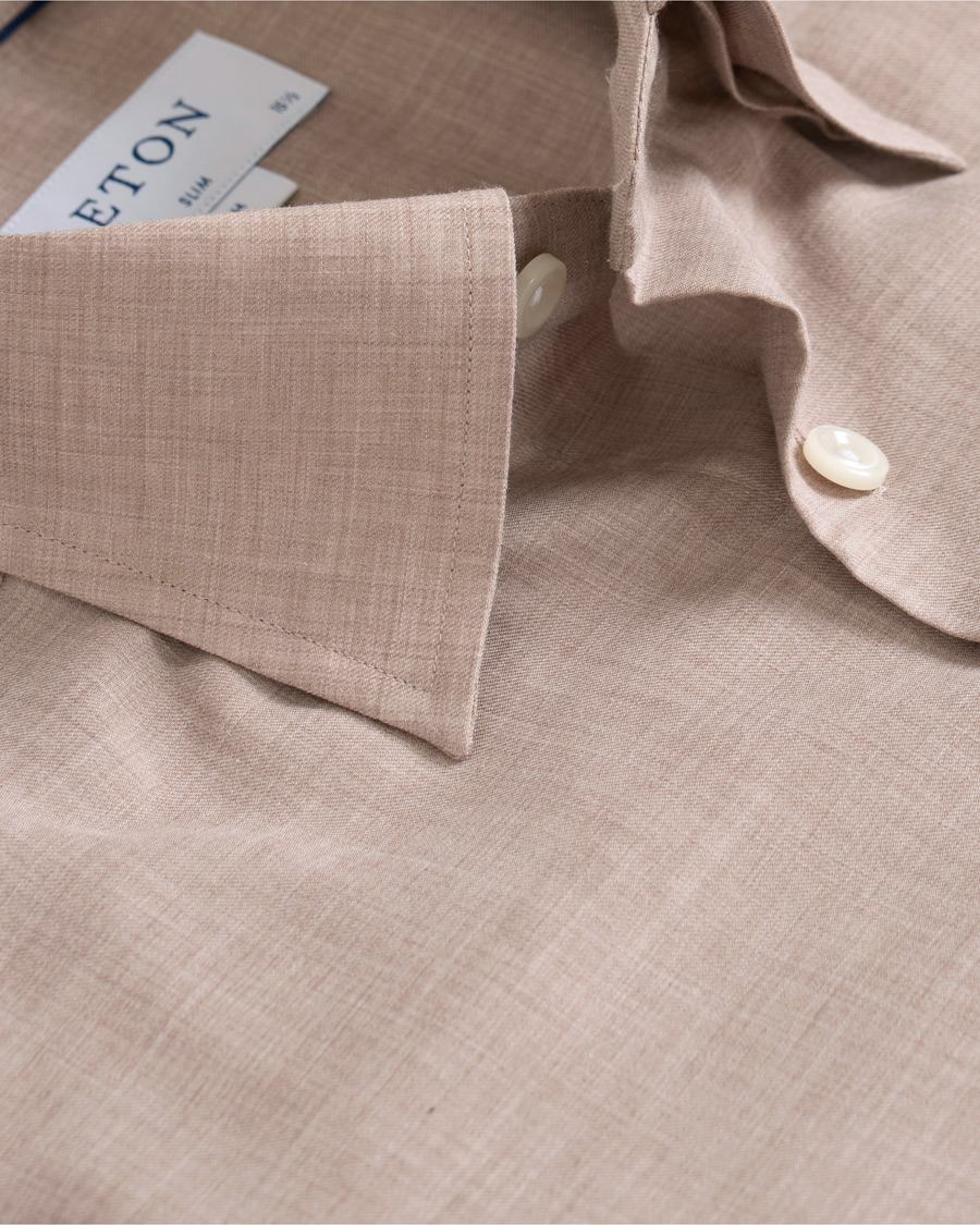 Homme | Chemises | Eton | Slim Fit Lightweight Flannel Shirt Sand