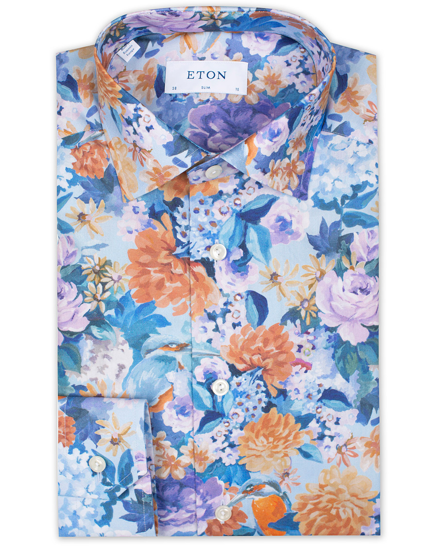 Heren | Overhemden | Eton | Slim Fit Floral Print Cut Away Shirt Multi