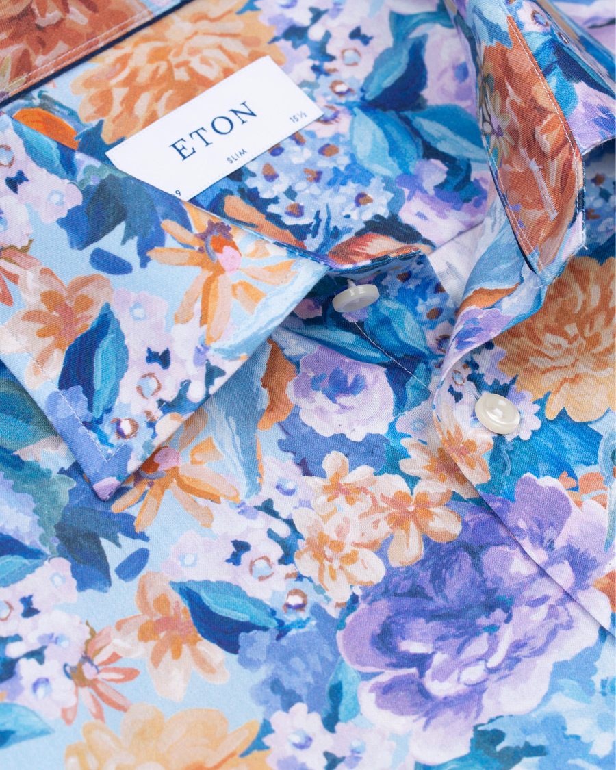 Heren | Overhemden | Eton | Slim Fit Floral Print Cut Away Shirt Multi