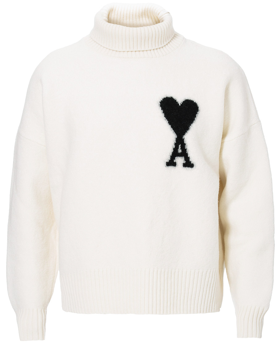 Homme | Pulls Et Tricots | AMI | Oversize Logo Wool Turtleneck Off White