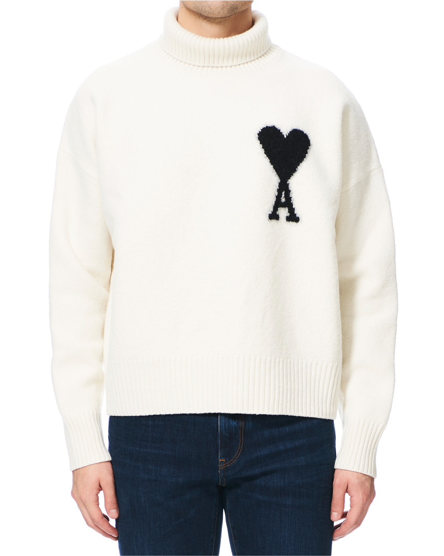 Homme | Pulls Et Tricots | AMI | Oversize Logo Wool Turtleneck Off White