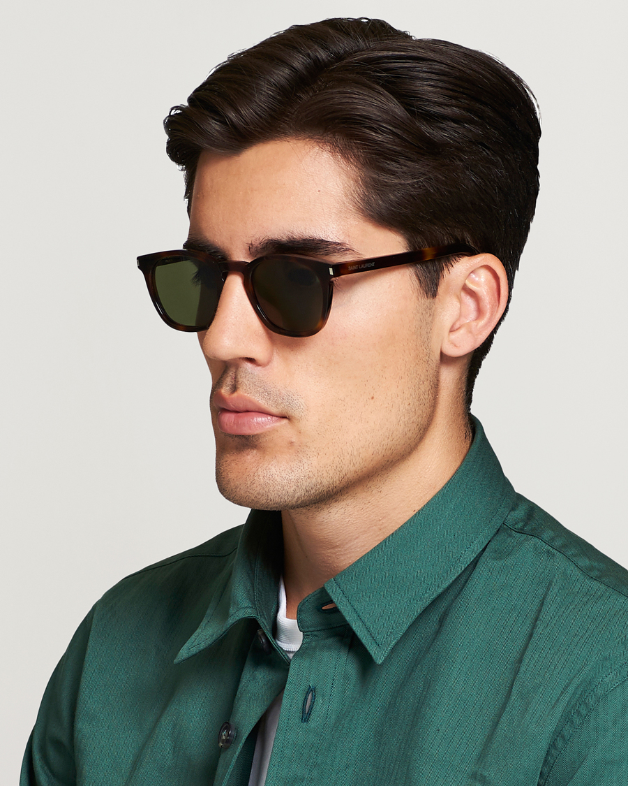 Homme | Lunettes De Soleil | Saint Laurent | SL 28 Sunglasses Havana/Green