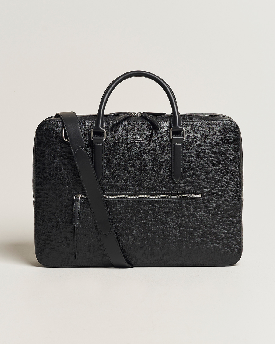 Heren | Tassen | Smythson | Ludlow Large Briefcase With Zip Front Black