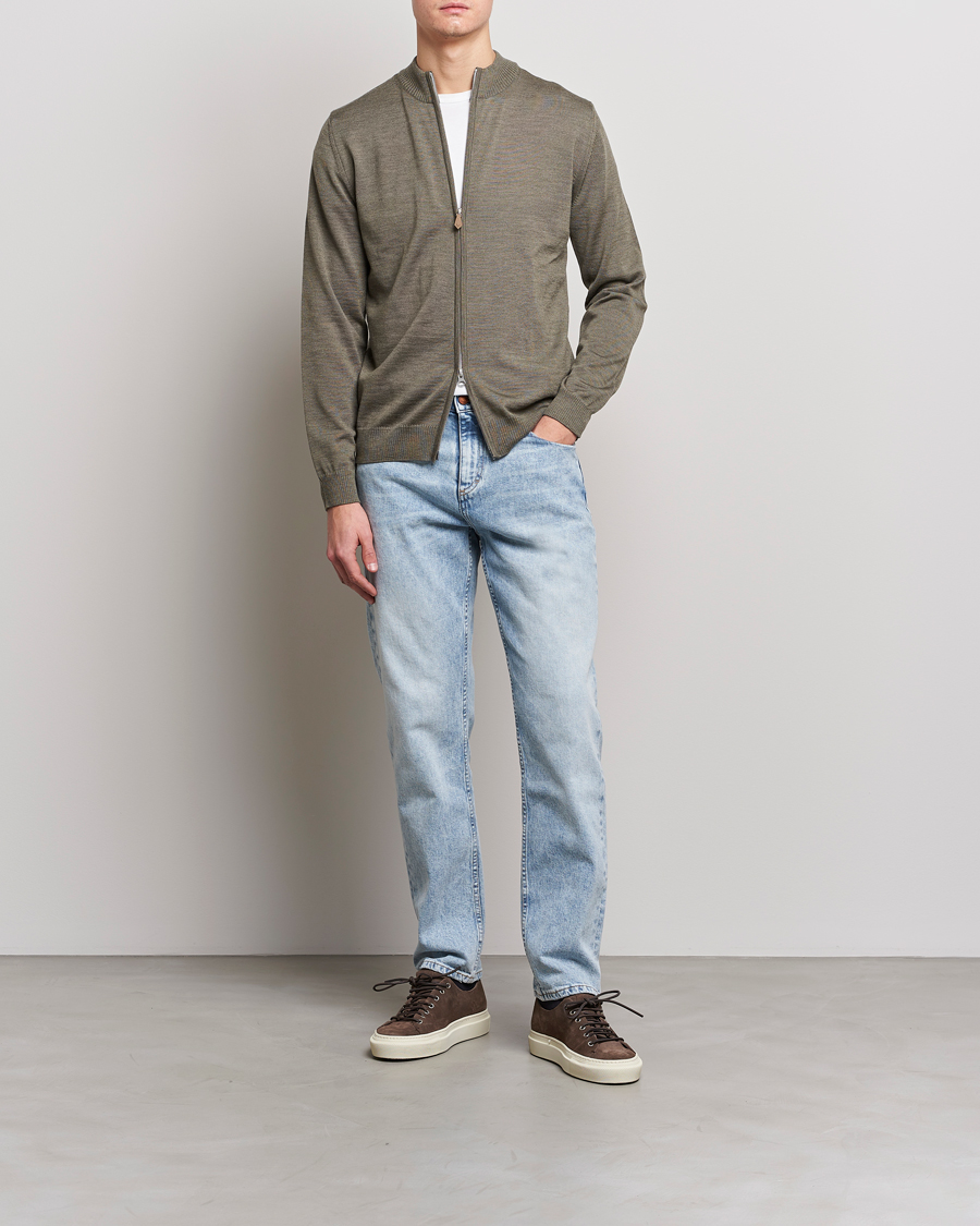 Homme | Pulls Et Tricots | Stenströms | Merino Full Zip Olive