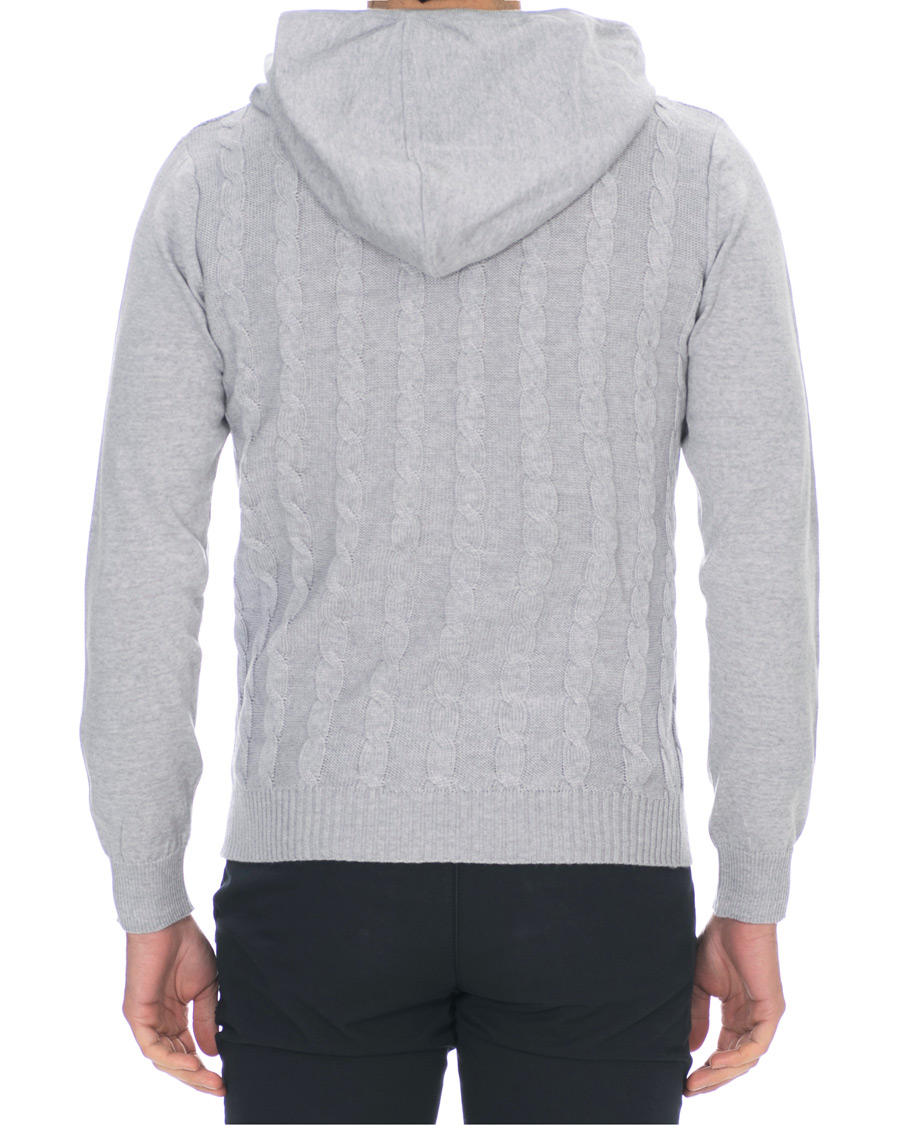 Heren | Truien | Stenströms | Merino Wool Cable Hoodie Grey