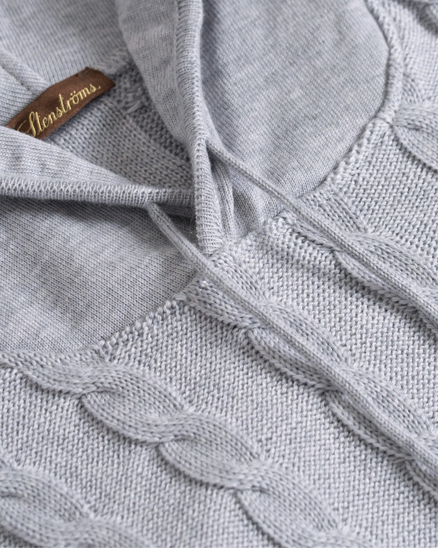 Heren | Truien | Stenströms | Merino Wool Cable Hoodie Grey