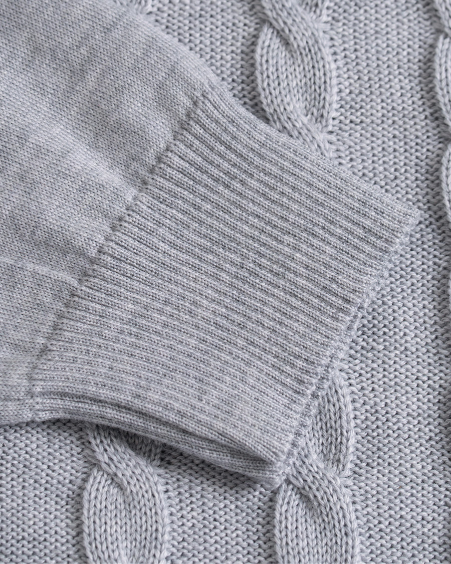 Heren | Truien | Stenströms | Merino Wool Cable Hoodie Grey