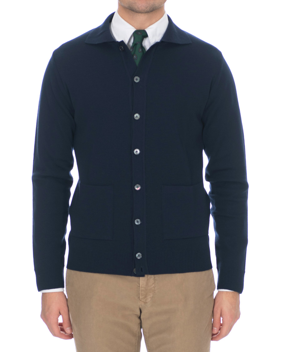 Homme | Pulls Et Tricots | Stenströms | Merino Wool Cardigan Navy