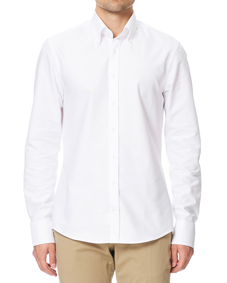 Heren | Overhemden | Stenströms | Slimline Oxford Button Down Shirt White