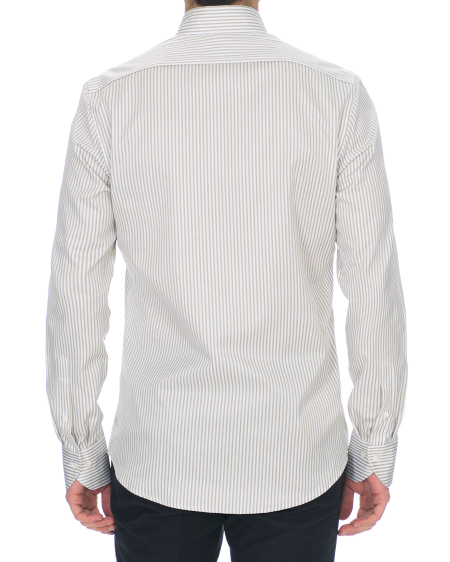 Homme | Chemises | Stenströms | Slimline Striped Twill Button Down Shirt Green