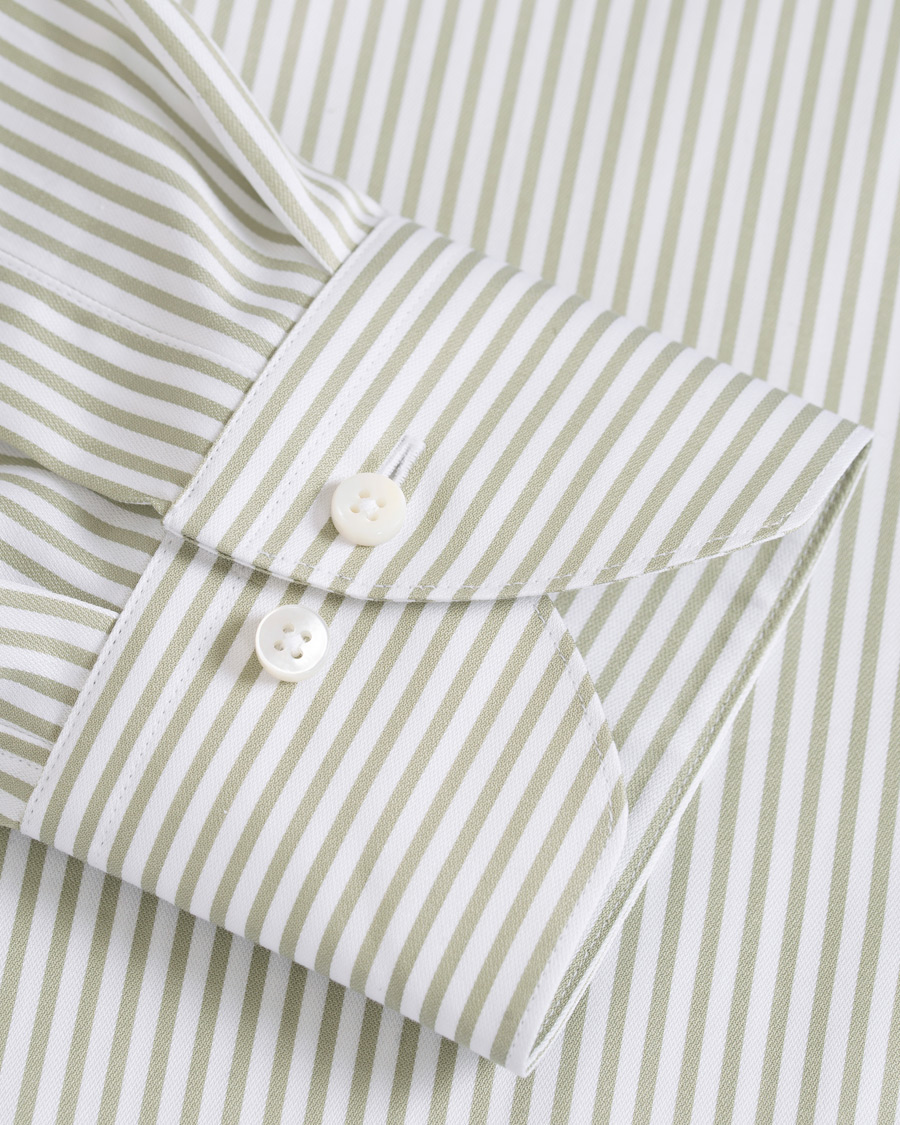 Homme | Chemises | Stenströms | Slimline Striped Twill Button Down Shirt Green