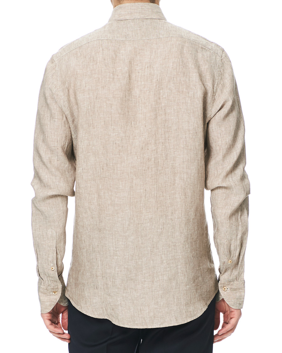 Homme | Chemises | Stenströms | Slimline Button Down Linen Shirt Beige