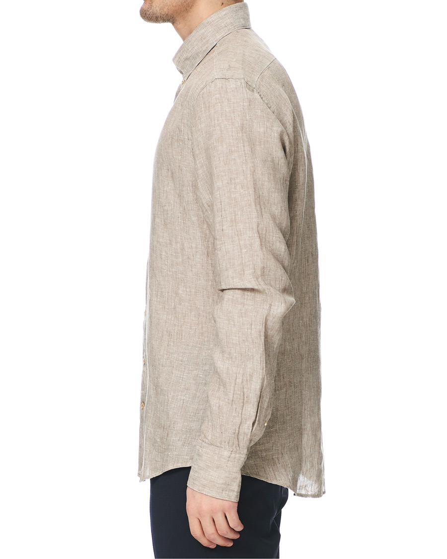Homme | Chemises | Stenströms | Slimline Button Down Linen Shirt Beige