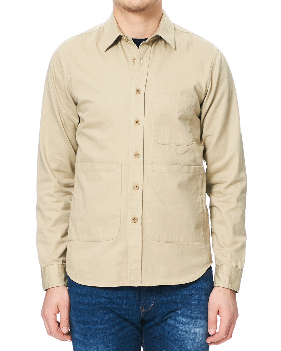 Homme | Chemises | Aspesi | Peached Cotton Utility Shirt Sand