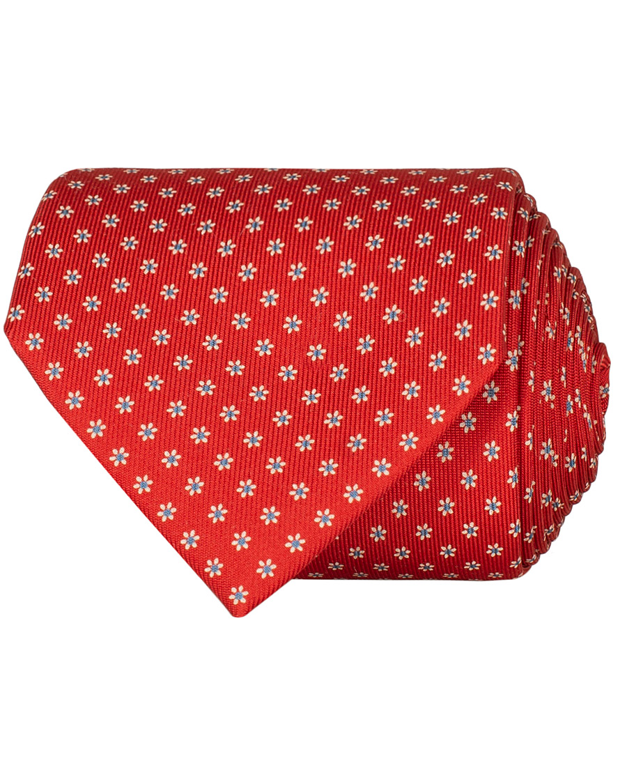 Homme | E. Marinella 3-Fold Printed Dots 8 cm Silk Tie Orange | E. Marinella | 3-Fold Printed Dots 8 cm Silk Tie Orange