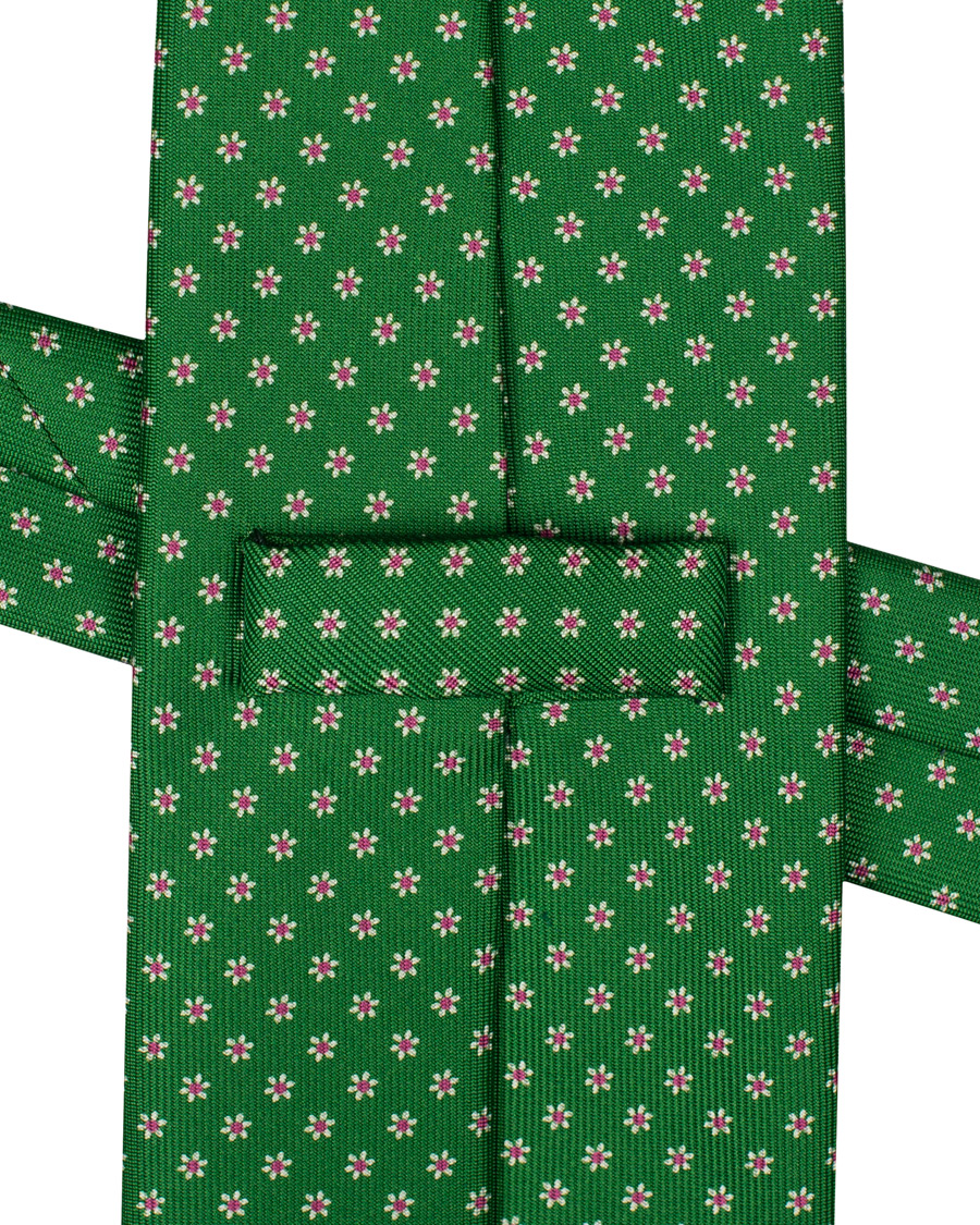 Homme | E. Marinella 3-Fold Printed Dots 8 cm Silk Tie Grass Green | E. Marinella | 3-Fold Printed Dots 8 cm Silk Tie Grass Green
