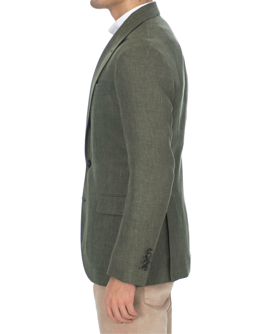 Homme | Blazers | Brunello Cucinelli | Linen Hopsack Peak Lapel Blazer Olive Green