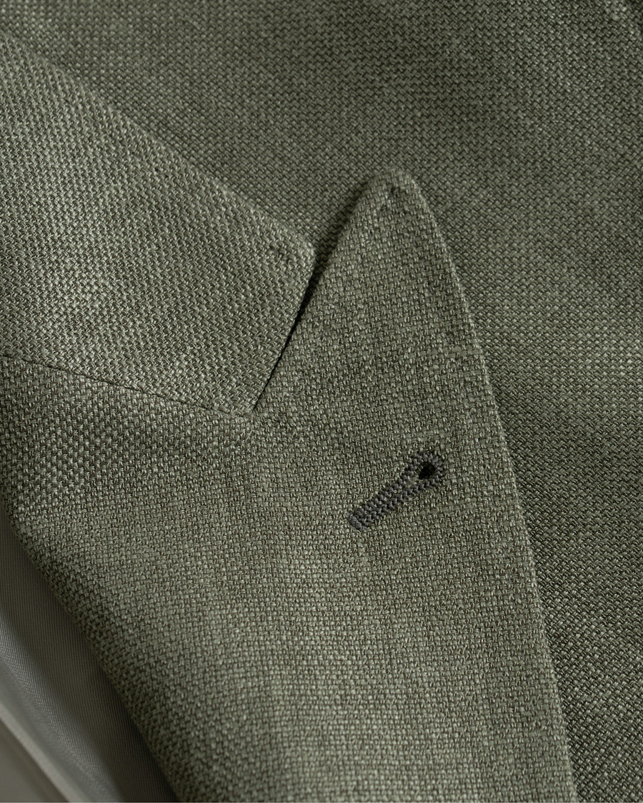 Homme | Blazers | Brunello Cucinelli | Linen Hopsack Peak Lapel Blazer Olive Green