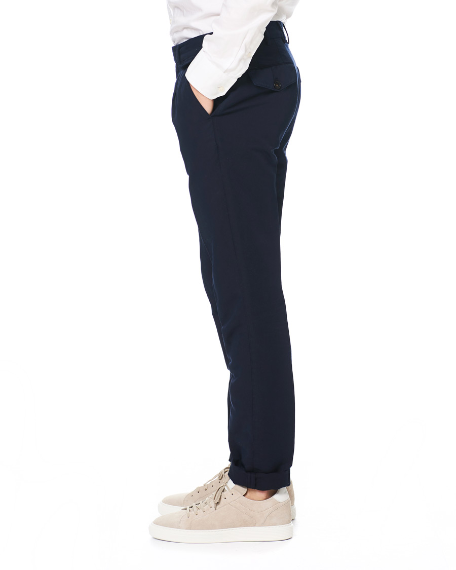 Heren | Broeken | Brunello Cucinelli | Slim Fit Cotton/linen Pleated Trousers Navy