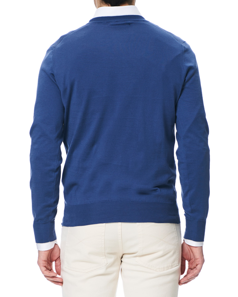 Heren | Truien | Brunello Cucinelli | Crew Neck Cotton Contrast Pullover Denim Blue