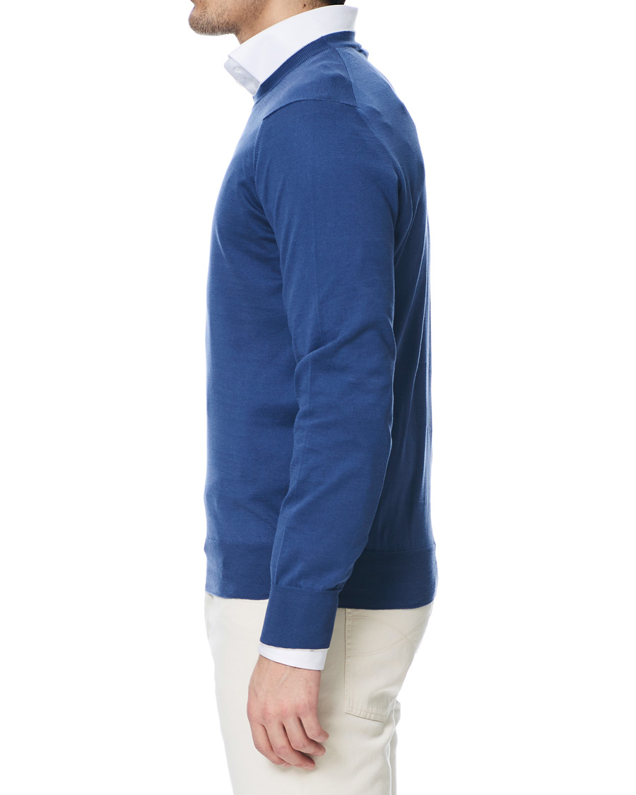 Heren | Truien | Brunello Cucinelli | Crew Neck Cotton Contrast Pullover Denim Blue