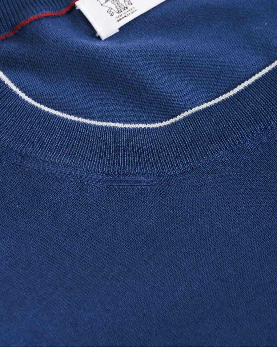 Heren | Truien | Brunello Cucinelli | Crew Neck Cotton Contrast Pullover Denim Blue