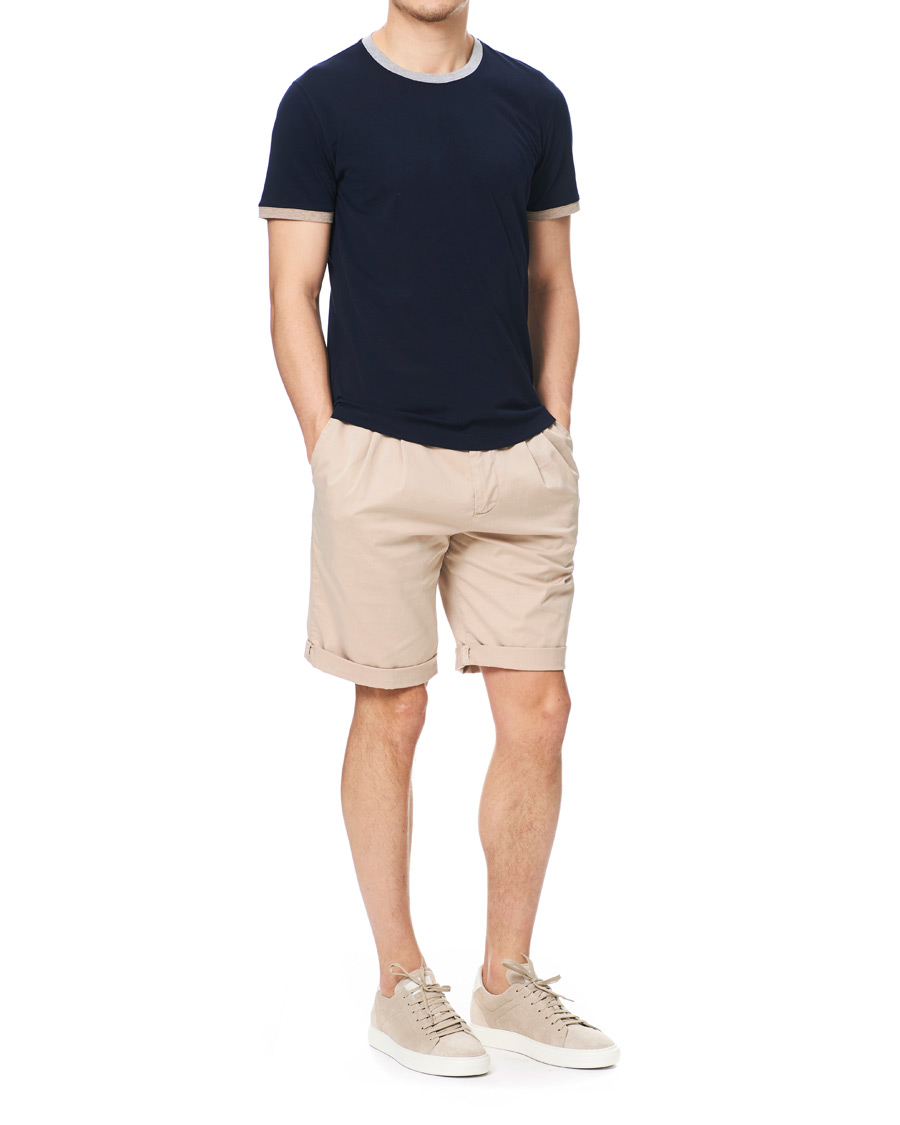Homme | T-shirts | Brunello Cucinelli | Contrast Collar Short Sleeve T-Shirt Navy/Grey