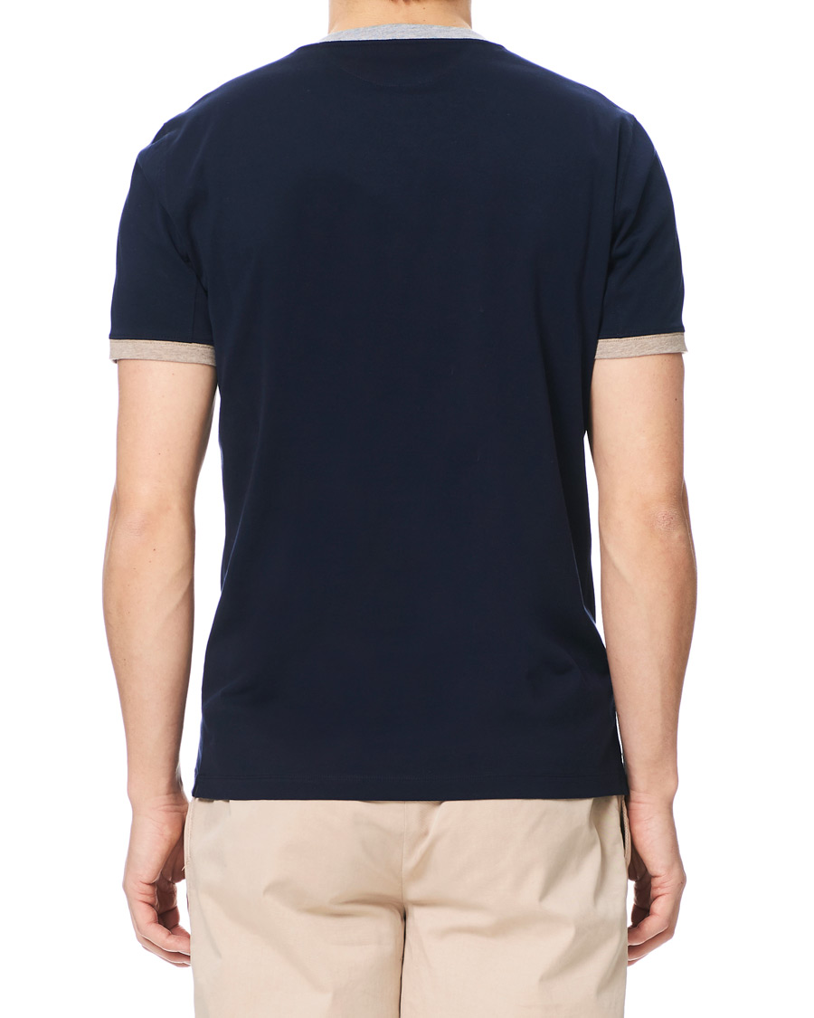 Homme | T-shirts | Brunello Cucinelli | Contrast Collar Short Sleeve T-Shirt Navy/Grey