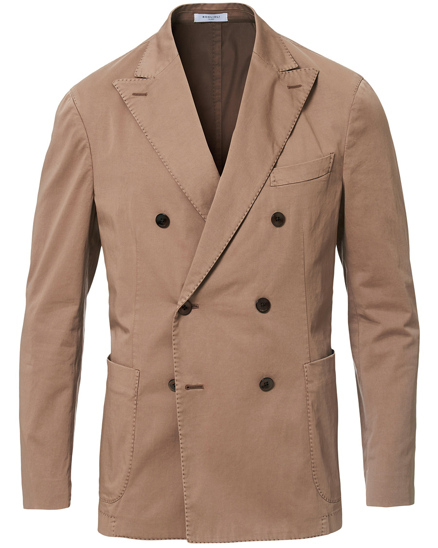 Homme | Blazers | Boglioli | K Jacket Double Breasted Cotton Blazer Tobacco