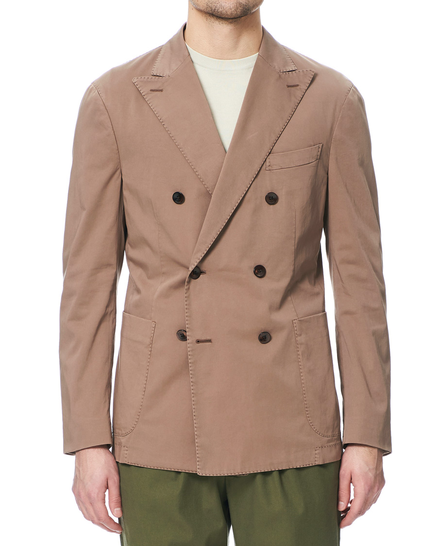 Homme | Blazers | Boglioli | K Jacket Double Breasted Cotton Blazer Tobacco