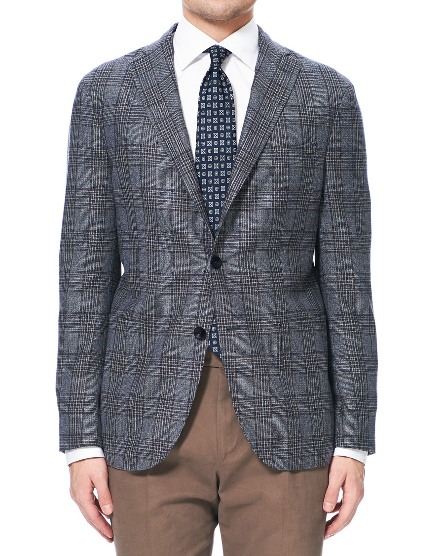 Homme | Blazers | Boglioli | K Jacket Multicolour Overcheck Blazer Dark Blue