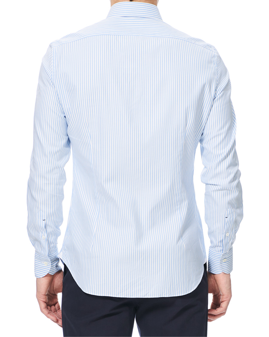 Homme | Chemises | Mazzarelli | Soft Oxford Button Down Striped Shirt Light Blue