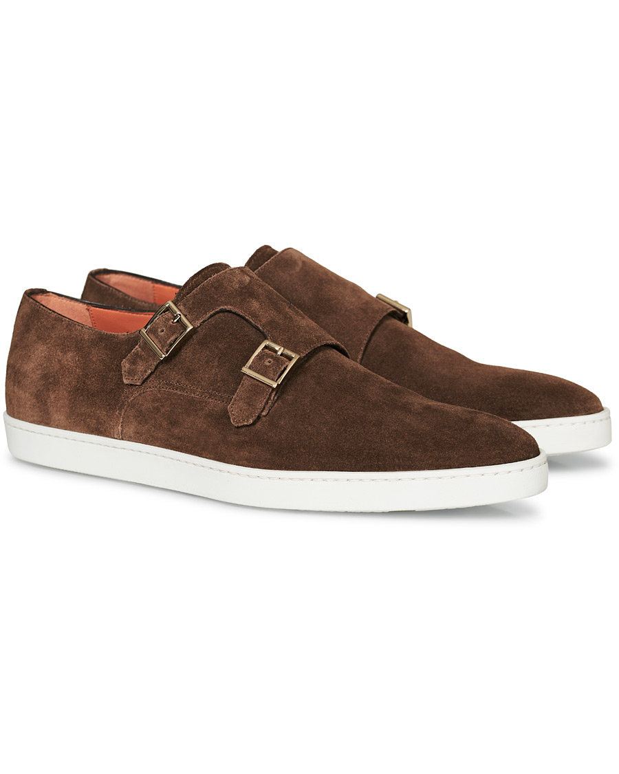 Homme | Santoni Double Monk Shoe Brown Suede | Santoni | Double Monk Shoe Brown Suede
