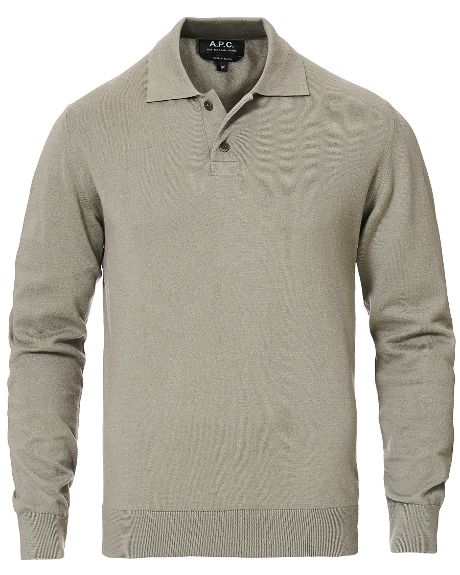 Heren | Truien | A.P.C. | Aymar Cotton Cashmere Knitted Polo Kaki Clair