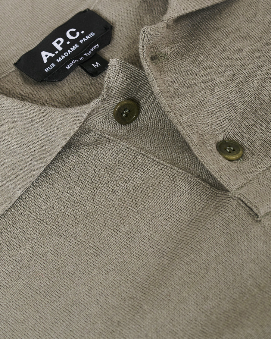 Heren | Truien | A.P.C. | Aymar Cotton Cashmere Knitted Polo Kaki Clair