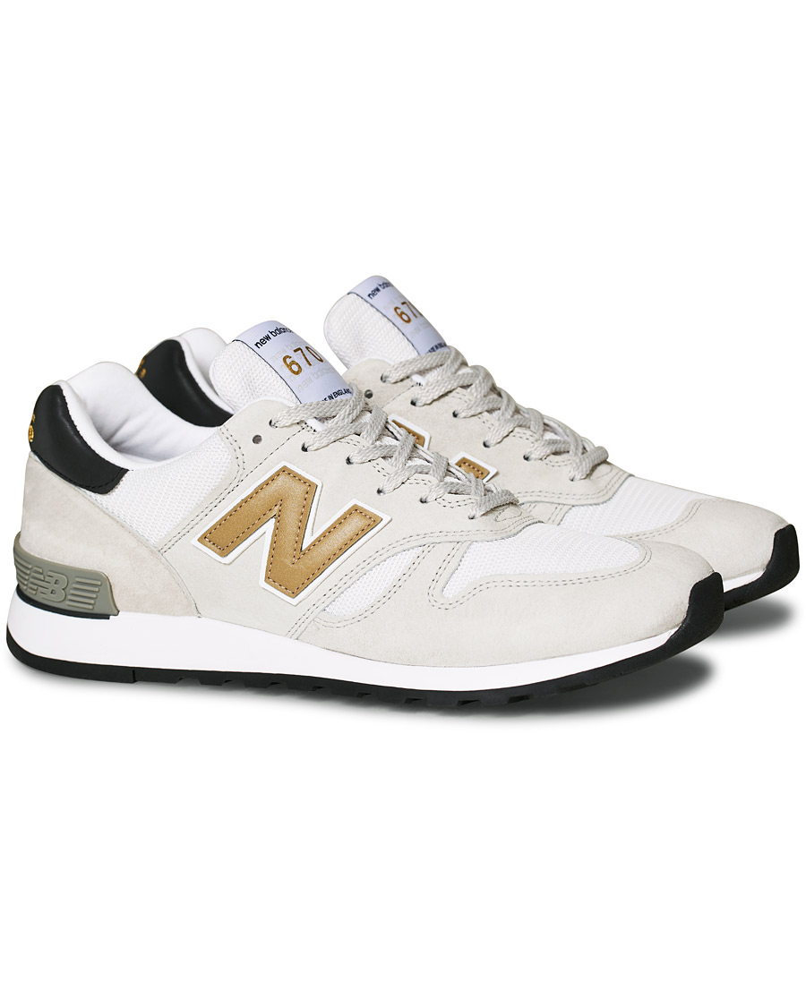 Homme | New Balance Made in England 670 Sneaker White/Gold | New Balance | Made in England 670 Sneaker White/Gold