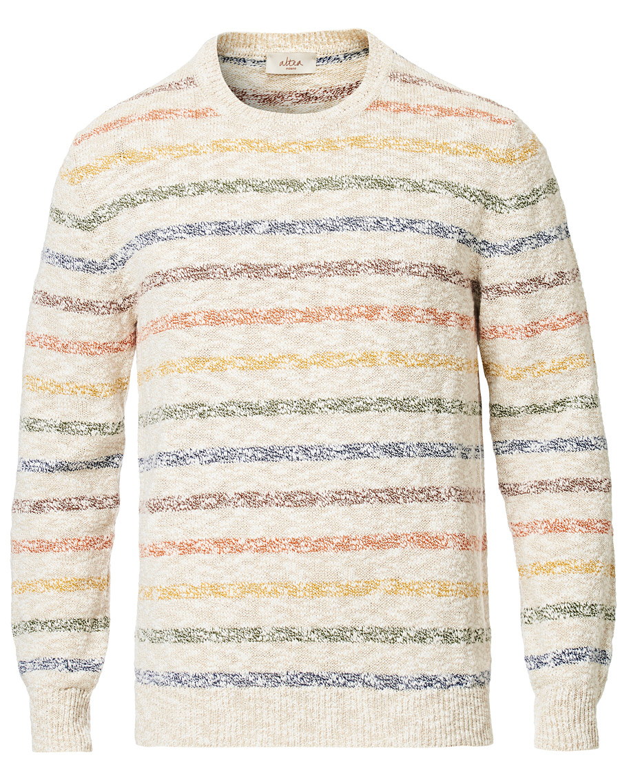 Homme | Pulls Et Tricots | Altea | Cotton/Linen Multi Stripe Sweater Beige