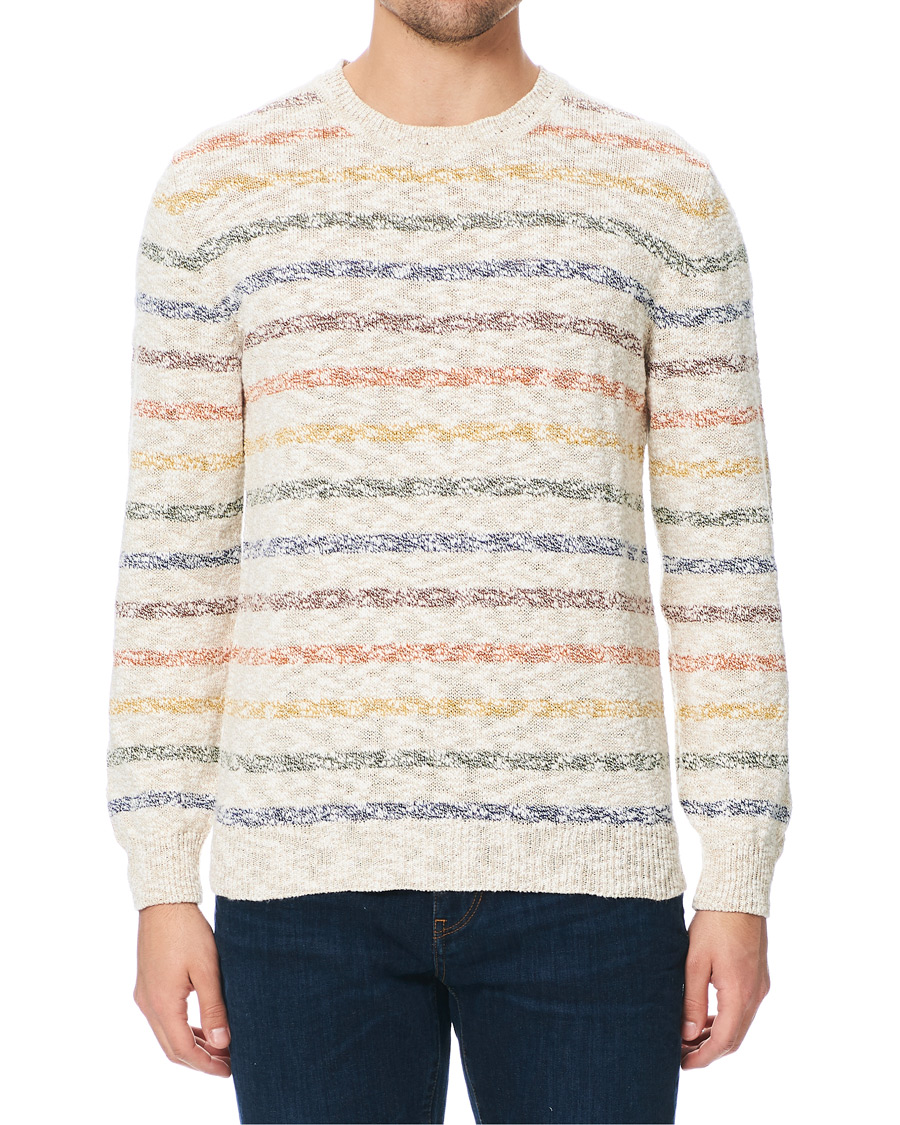 Homme | Pulls Et Tricots | Altea | Cotton/Linen Multi Stripe Sweater Beige