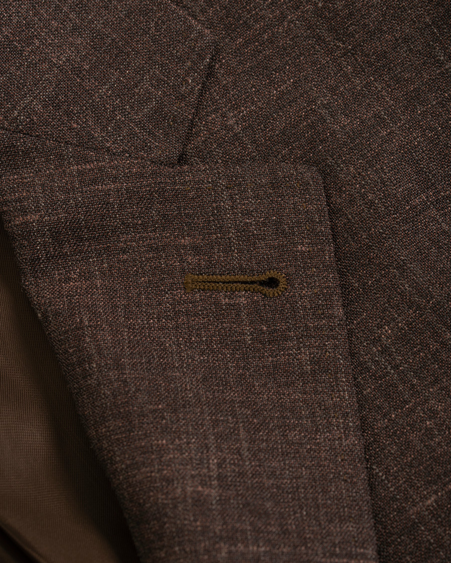 Homme | Blazers | Canali | Wool/Linen Patch Pocket Blazer Dark Brown