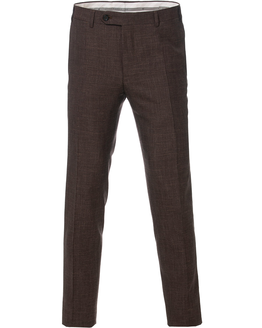 Homme | Pantalons | Canali | Wool/Linen Classic Trousers Dark Brown