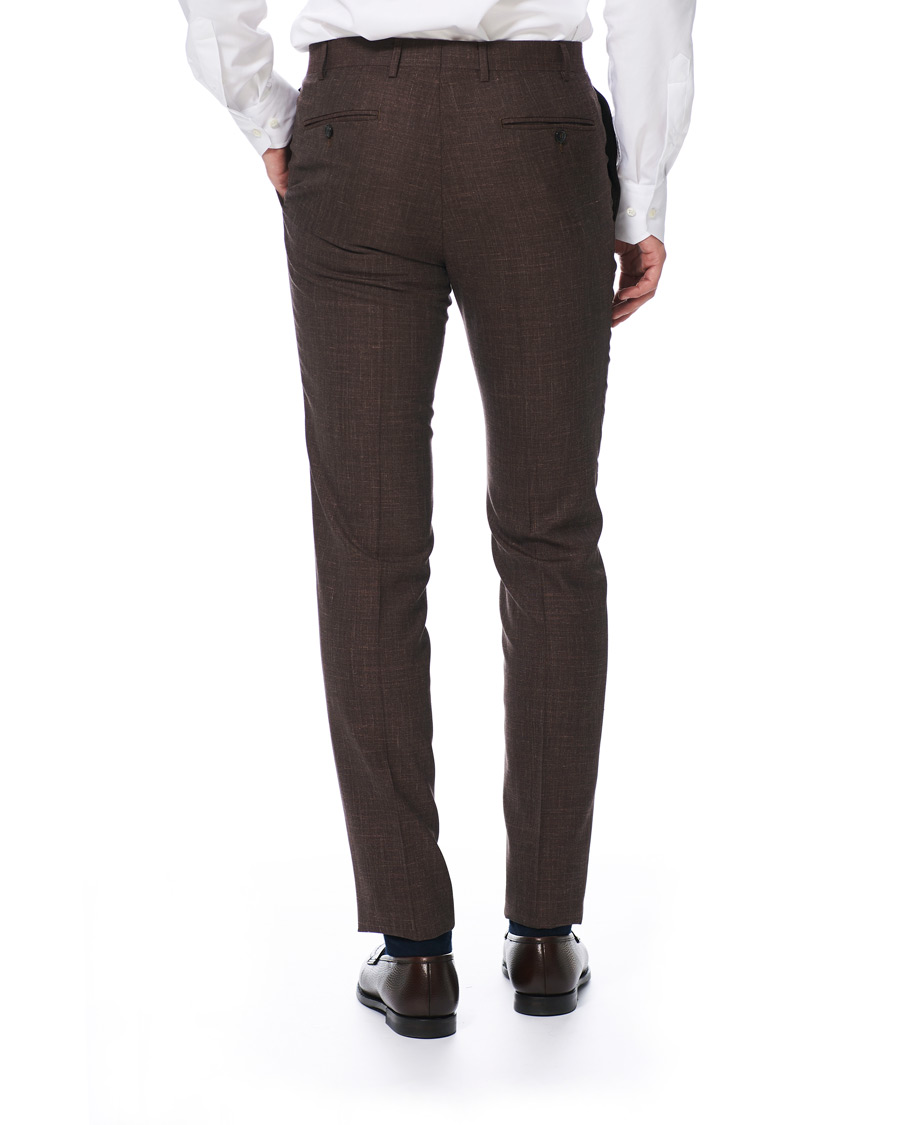 Homme | Pantalons | Canali | Wool/Linen Classic Trousers Dark Brown