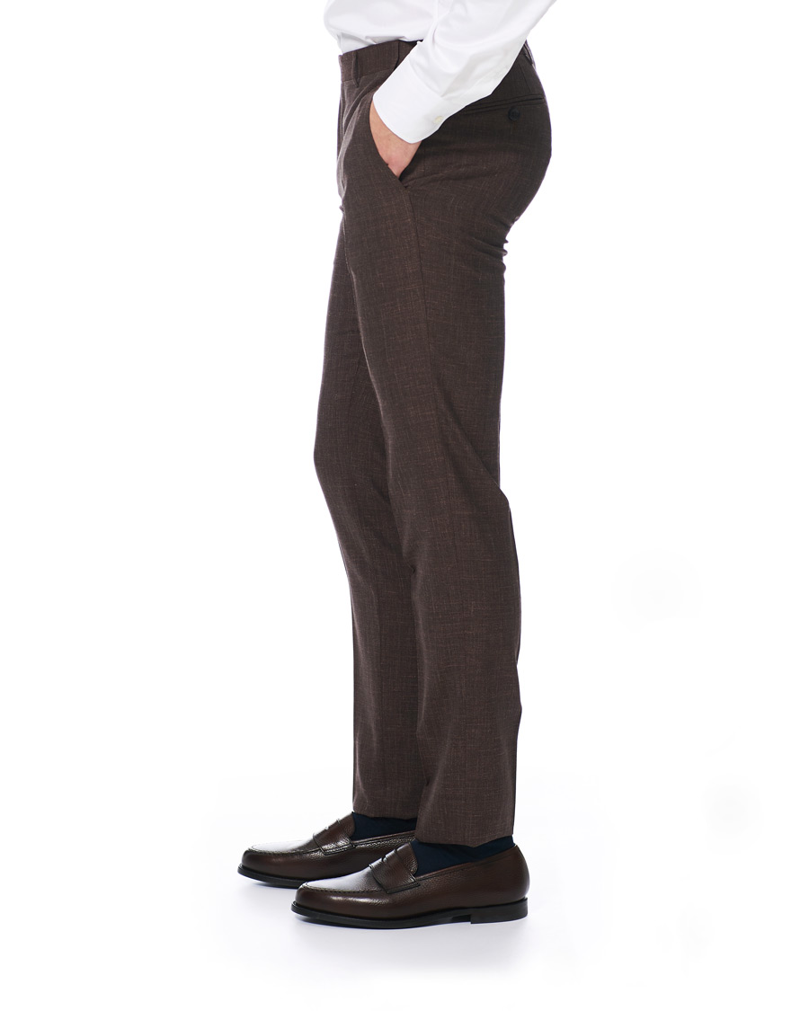 Homme | Pantalons | Canali | Wool/Linen Classic Trousers Dark Brown