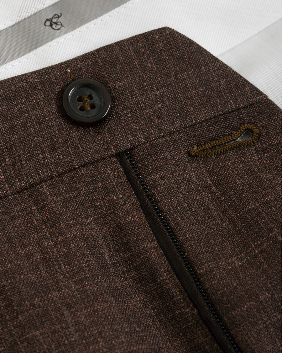 Homme | Pantalons | Canali | Wool/Linen Classic Trousers Dark Brown