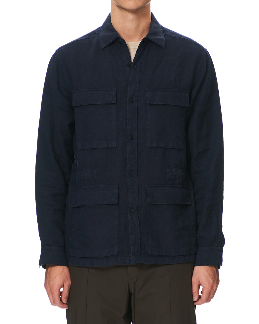 Homme | Manteaux Et Vestes | Z Zegna | Sahariana Linen Overshirt Navy