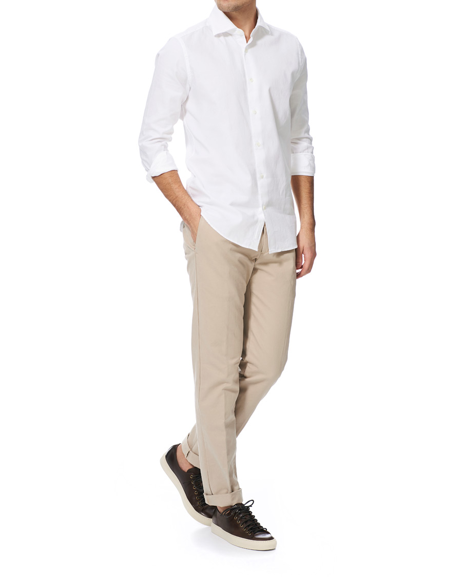 Homme | Chemises | Glanshirt | Soft Giro Inglese Cotton Shirt White