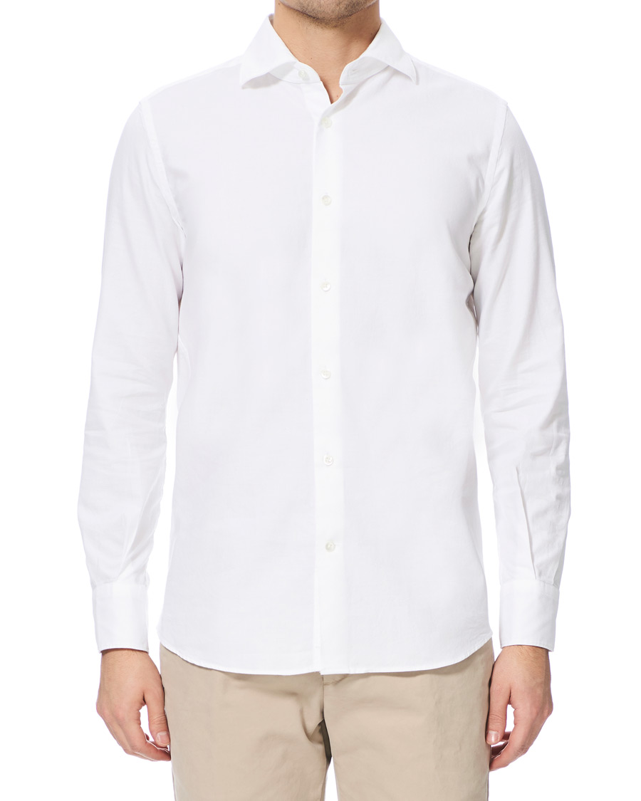 Homme | Chemises | Glanshirt | Soft Giro Inglese Cotton Shirt White