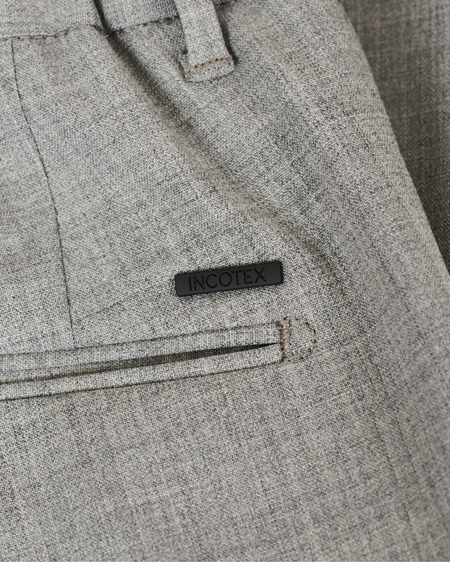 Homme | Pantalons | Incotex | Urban Traveller Techno Wool Trousers Light Grey