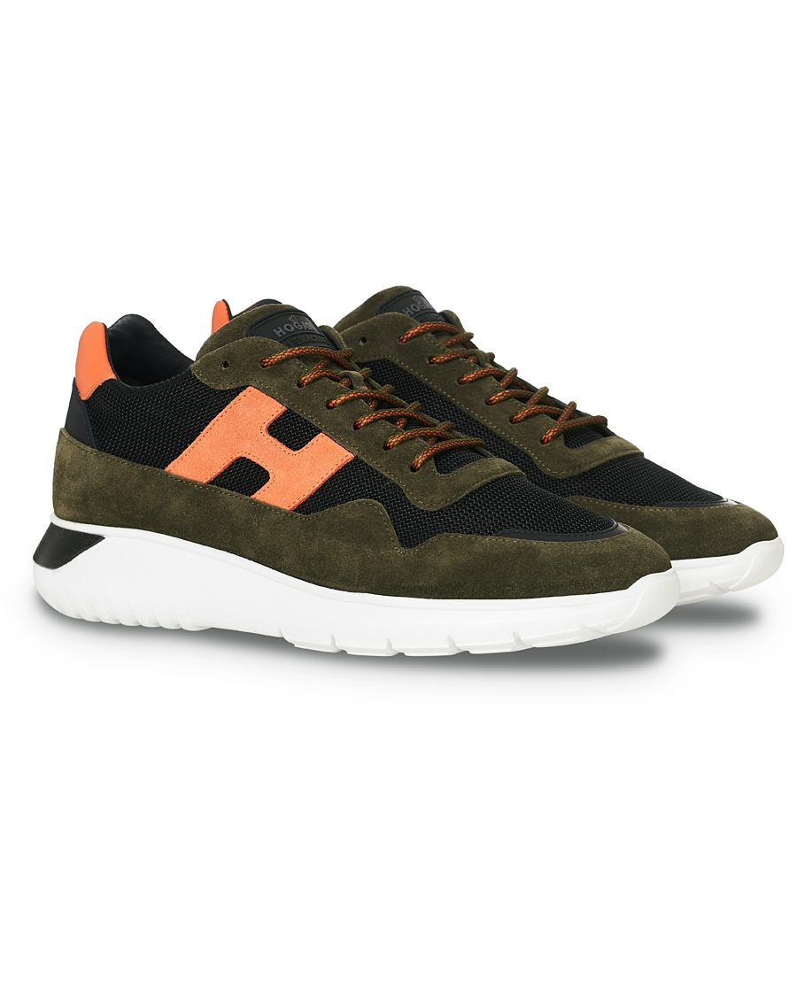 Homme | Hogan Icube Running Sneaker Green/Orange Suede | Hogan | Icube Running Sneaker Green/Orange Suede