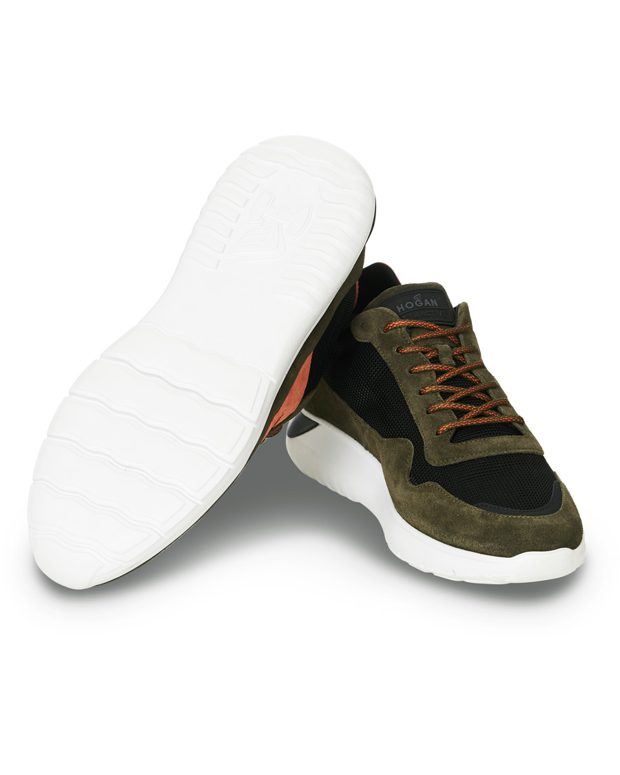 Homme | Hogan Icube Running Sneaker Green/Orange Suede | Hogan | Icube Running Sneaker Green/Orange Suede