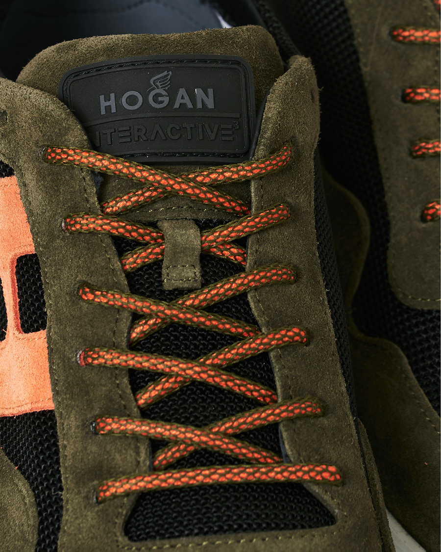 Homme | Hogan Icube Running Sneaker Green/Orange Suede | Hogan | Icube Running Sneaker Green/Orange Suede